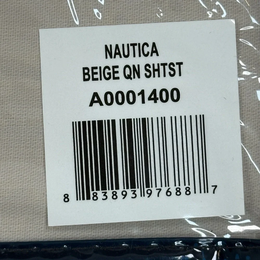 Nautica 4-Piece Queen Sheet Set 100% Cotton 300‎ Thread Count Solid Beige NEW
